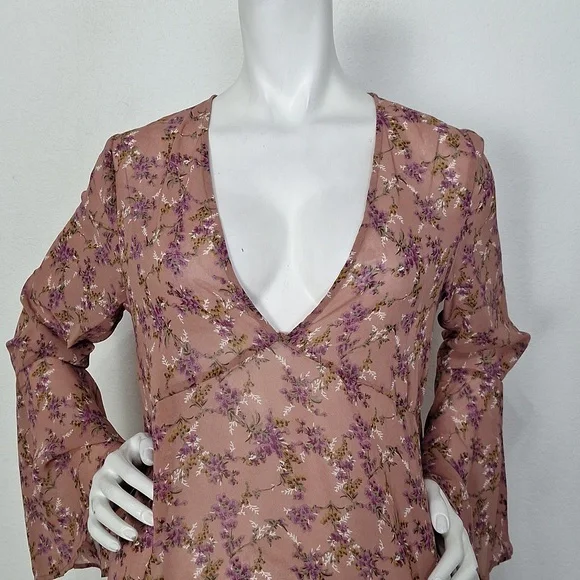 Natural Life Boho Floral Cottagecore Prairie Feminine Bell Sleeve Maxi Dress *M - Picture 3 of 13